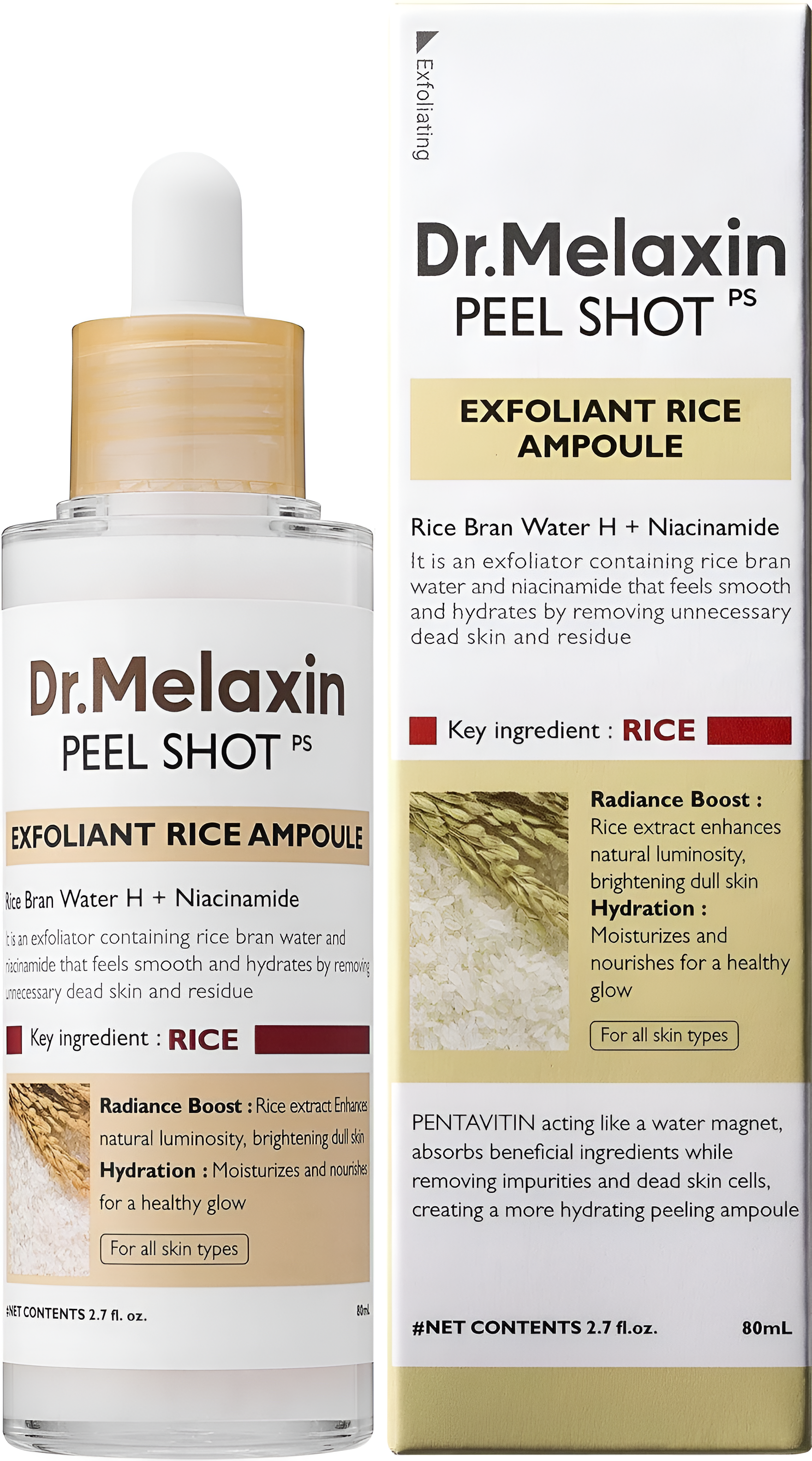 Dr. Melaxin Peel Shot PS: Exfoliant Rice Ampoule (80ml)