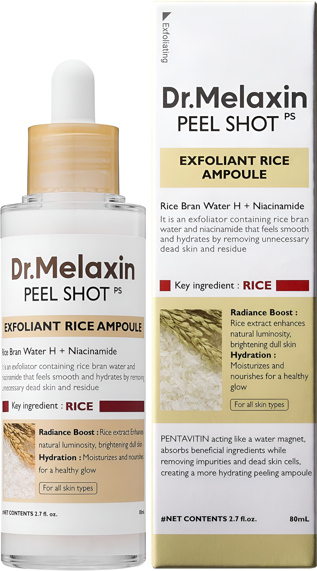 Dr. Melaxin Peel Shot PS: Exfoliant Rice Ampoule (80ml)