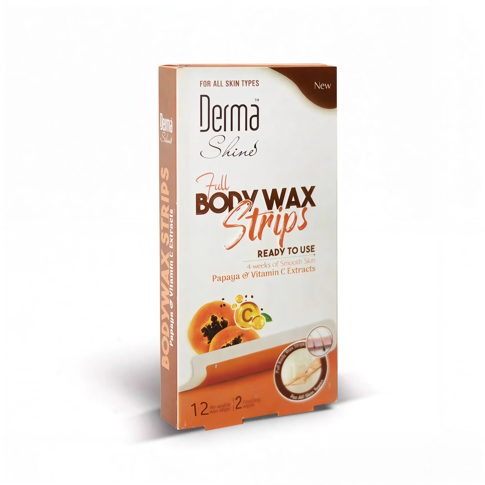 Derma Shine Full Body Wax Strips - Papaya & Vitamin C Extracts