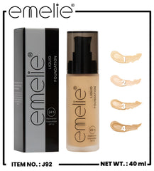 Emelie 24h Waterproof Liquid Foundation – Flawless Full Coverage (40ml) J92