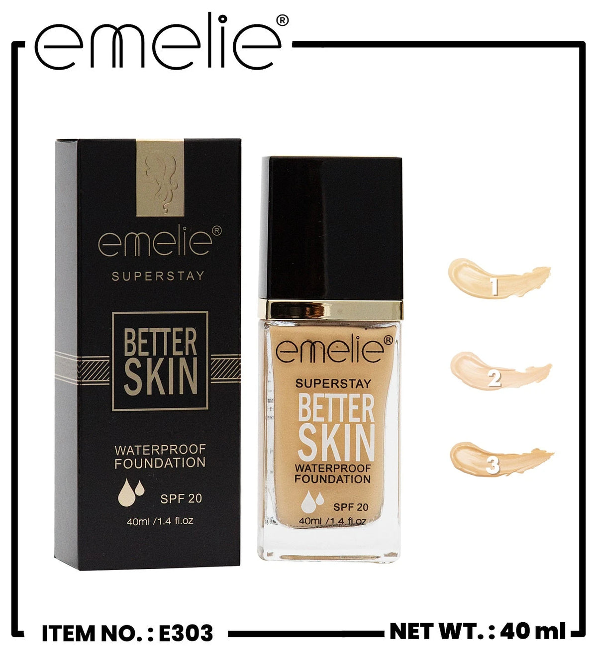 Emelie Superstay Better Skin Waterproof Foundation – SPF 20 (E303)
